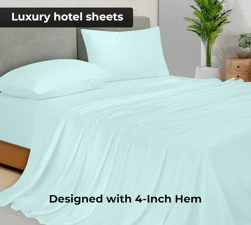 Vista 2 de Royale Linens Sábana Plana Individual – Sábanas Planas de Microfibra Cepillada Ultra Suave 1800 Solamente – Sin Arrugas y Resistentes a las Manchas