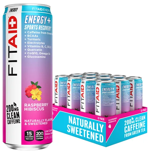 Vista 15 de FITAID ENERGY, 200 mg de cafeína natural, Keto, paquete variado, fórmula de rendimiento óptimo: BCAAs, quercetina, electrolitos, Omega-3s, 15