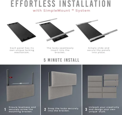 Vista 5 de Vänt - Paneles tapizados de pared, cabeceros de pared tamaño QueenMatrimonial, color marfil boucle, juego de 4 paneles