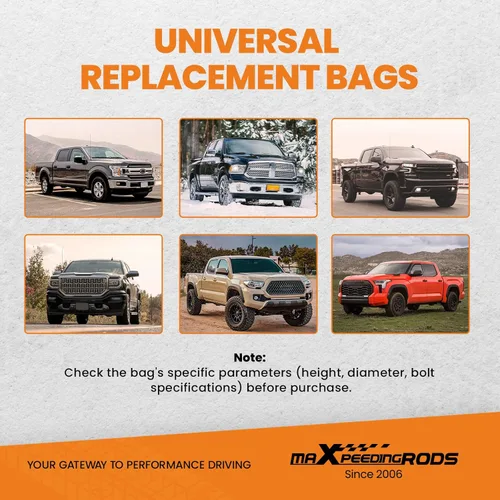 Vista 7 de maXpeedingrods 2PCS Universal Air Suspension Spring Double Bellow Standard 2500 lbs 1/2 "npt Single Port Reemplazo Air Helper Bolsas para Camiones