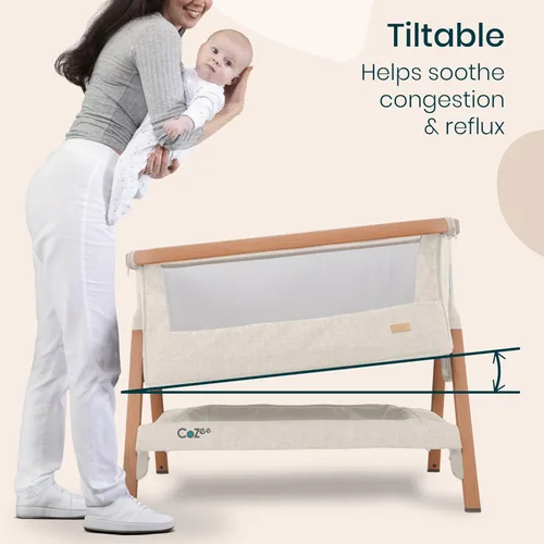 Vista 7 de Tutti Bambini CoZee® Moisés y Cuna de Cabecera 2 en 1 para Bebé - Moisés de Cabecera de Plegado Rápido, Cuna para Bebé con 6 Alturas de Colchón