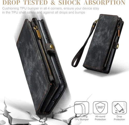 Vista 7 de Asuwish Funda para teléfono Samsung Galaxy S21 Plus Glaxay S21+ 5G con cremallera, protector de pantalla de vidrio templado y tarjetero con tapa