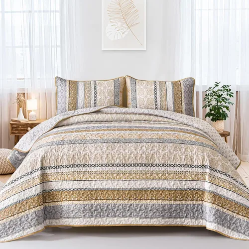 Vista 31 de WONGS BEDDING Juego de Edredón Boho Tamaño Full, Juego de Edredones Bohemios Grises de 3 Piezas, Juego de Ropa de Cama Cubrecama de Microfibra Negro
