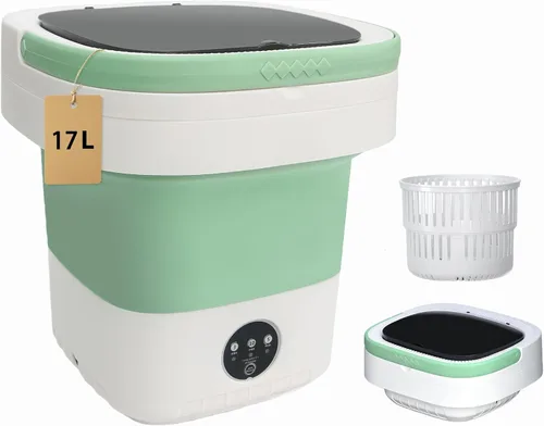 Lavadora portátil de 17 litros, mini lavadora plegable con secadora giratoria, 3 modos de limpieza para ropa de bebé, ropa interior y calcetines,