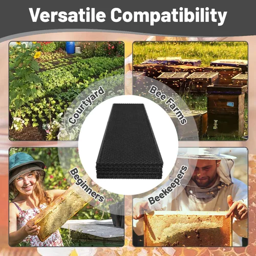 Vista 5 de Hojas de base de abeja para marcos de abejas, hojas de base revestidas de cera de abeja, hojas de base de colmena, hojas de base de colmena