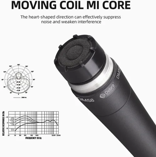 Vista 2 de D Debra Micrófono dinámico con cable, micrófono de mano vocal dinámico cardioide con clips de micrófono, adecuado para altavoces, máquina de canto