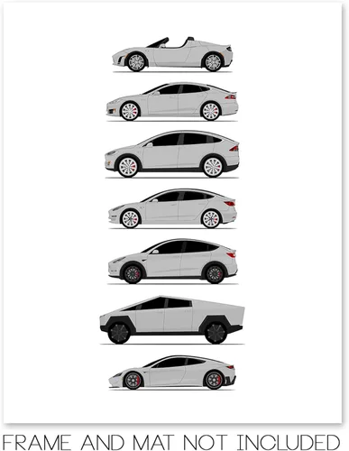 Vista 26 de Custom Car Posters Póster hecho a mano compatible con Tesla Generations e impresión de Roadster, Model S, Model X, Model 3, Model Y, Cyber Truck