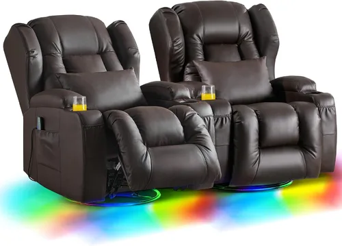 Vista 10 de DRMBOOK Sillas reclinables giratorias de doble motor con masaje y calor Gris
