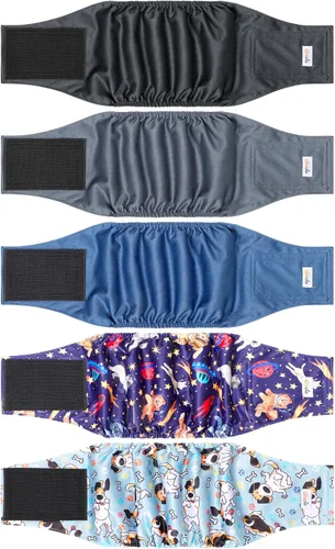 Vista 19 de Paquete de 5 pañales reutilizables para perros machos, bandas para el vientre de alta absorción para perros machos, para perros en incontinencia