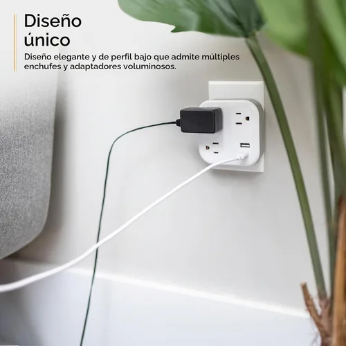 Vista 4 de GE - Extensor de salida con protector de sobretensiones con puertos USB, 3