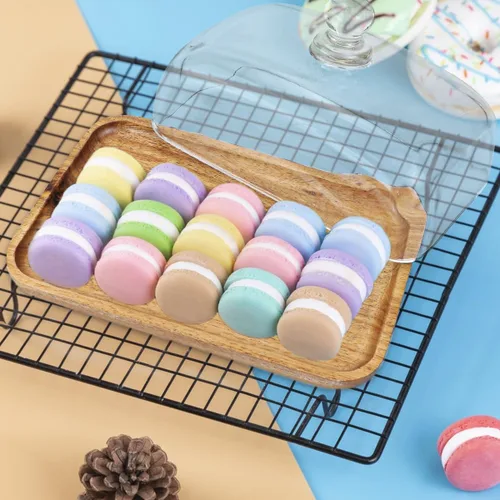 Vista 6 de Mantequillera de vidrio con tapa, recipiente de vidrio transparente para mantequilla, queso crema y pastel de postre (acacia)