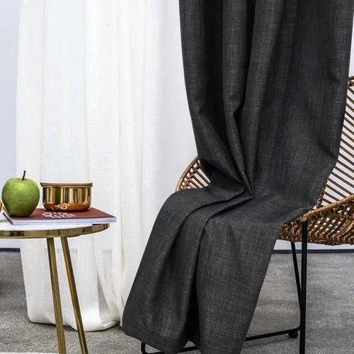 Vista 8 de always4u Cortinas 100% opacas con textura de lino, tejido casual, cortinas con aislamiento térmico para sala de estar, dormitorio, 2 paneles, beige