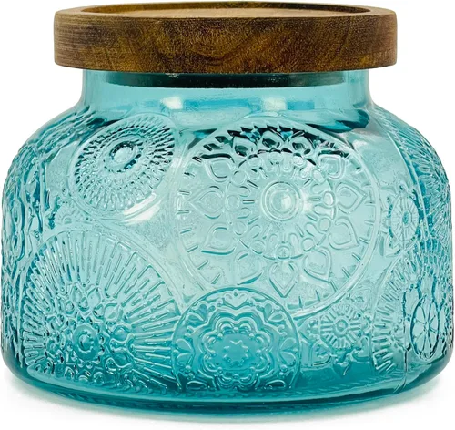 Vista 11 de Recipiente de almacenamiento de alimentos decorativo de vidrio ámbar con tapa hermética de madera 720 ml 2 piezas, recipientes de almacenamiento