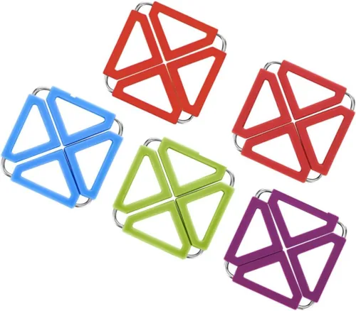Foldable Hot Pot Holder Trivet Mat, 5 Pack Silicone Stainless Steel