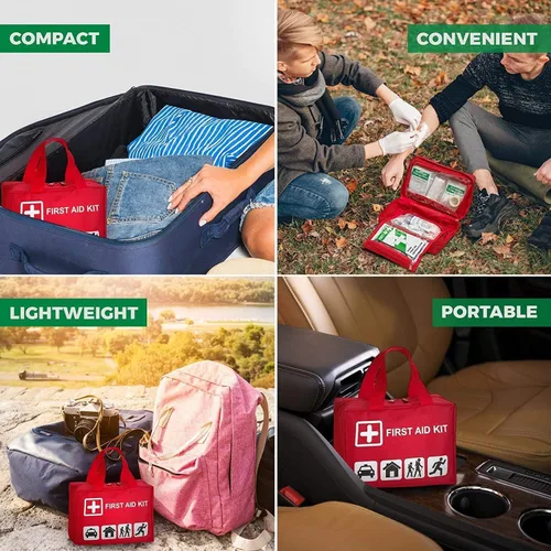 Vista 4 de Kit de primeros auxilios – 96 piezas compactas, ligeras, portátil, bolsa de seguridad para trauma, kit de supervivencia de emergencia,