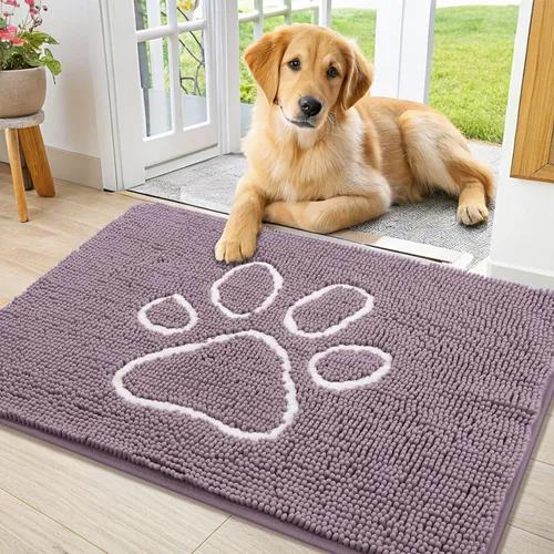 Vista 184 de Smiry Tapete para puerta de perro para patas fangosas, absorbente que atrapa la suciedad, antideslizante, de secado rápido, lavable, tapete