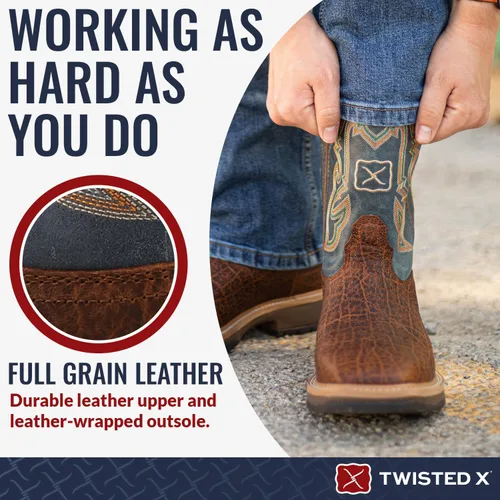 Vista 3 de Twisted X Botas de trabajo occidentales de 12" para hombre, puntera de acero