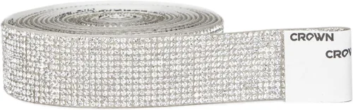 Vista 6 de Ribbli Cinta autoadhesiva de diamantes de imitación de cristal, para manualidades, rollo plateado brillante para decoración de pasteles