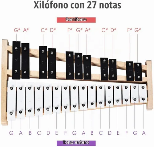 Vista 4 de Giantex Kit de campana de percusión Glockenspiel de 30 notas con estuche de transporte, almohadilla de práctica, soporte de altura ajustable, mazos