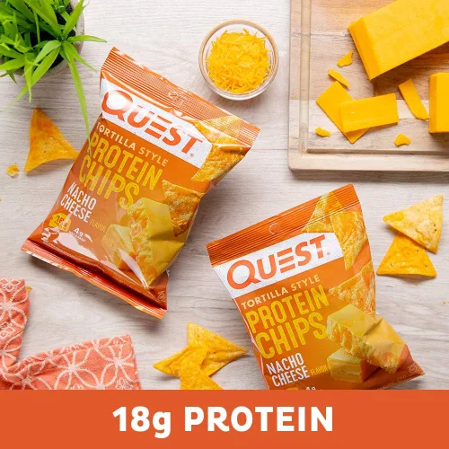 Vista 7 de Quest Nutrition - Galletas de queso cheddar picante, 0.35 oz de chips de proteína estilo tortilla y proteínas, bajo en carbohidratos, queso nacho