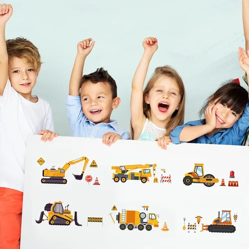 Vista 5 de 24 hojas de calcomanías "Haz una Cara" para actividades de niños pequeños, haz tus propias calcomanías con unicornios, dinosaurios, construcción