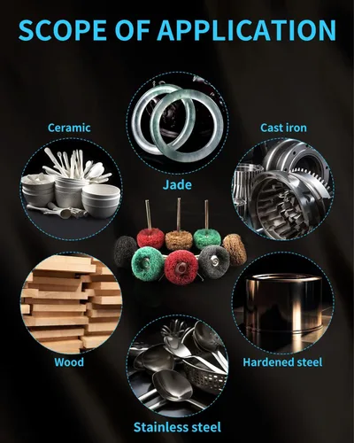 Vista 8 de Rocaris - 50 piezas de ruedas abrasivas de pulido, ruedas abrasivas de 1 pulgada para herramientas rotativas de 1/8 (3 mm) de vástago, 120Grit