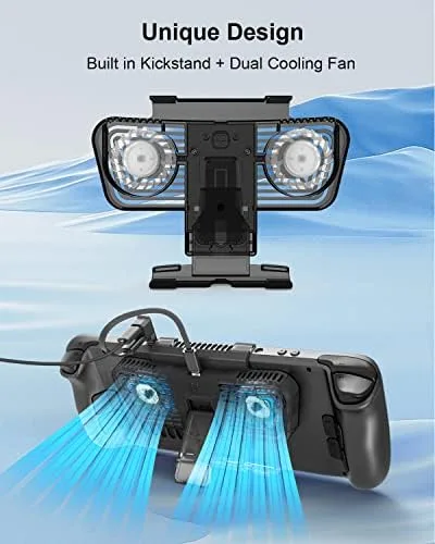 Vista 2 de Cooling Fan for Steam Deck DockHacksya Stand Base for Steam Deck with KickstandSteam Deck Cooler Accessories Compatible with Valve Steam Deck