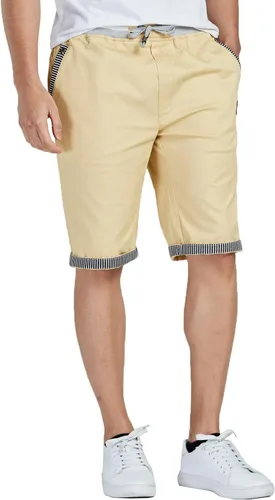 Vista 29 de JustSun Pantalones cortos para hombre, estilo casual, de algodón, con cintura elástica y bolsillos Negro