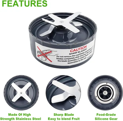 Vista 6 de Replacement Extractor Blade, Fit for NutriBullet 600w/ 900w Pro Series Blender with Silicone Rubber Gaskets Seal Ring for NutriBullet Blender Blade