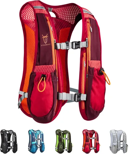 Vista 8 de UTOBEST Chaleco para correr, chaleco de hidratación de 5 litros, ligero, transpirable y resistente al sudor, chaleco de hidratación ajustable