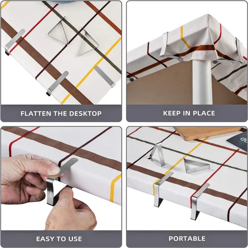 Vista 2 de Paquete de 12 clips para mantel – Clips de mantel para mesas al aire libre, soportes de acero inoxidable resistentes