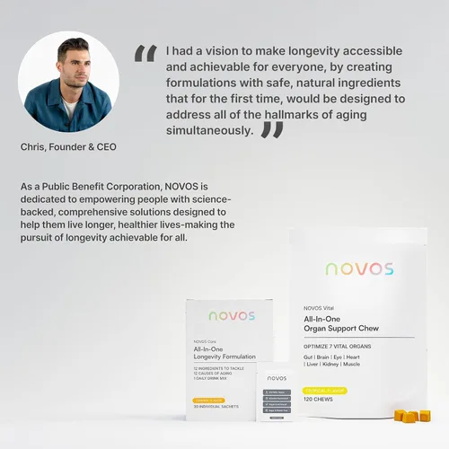 Vista 8 de Novos Boost + Vital Cellular Vitality Stack - Cápsulas NMN y masticables nutricionales para energía celular, cerebro, corazón e intestino Dúo