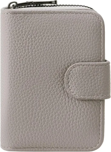 Vista 13 de FALAN MULE Cartera de Cuero para Tarjetas de Crédito con Bloqueo RFID Pequeña para Mujeres con Muñequera, Azul claro, Vintage
