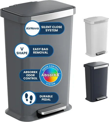 Vista 13 de iTouchless Bote de basura de cocina con sensor sin contacto de 16 galones y cubo de reciclaje con ruedas, 60 litros de acero inoxidable con doble