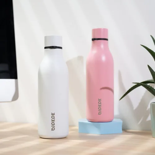 Vista 104 de BJPKPK Botellas de agua aisladas, botella de agua de metal de acero inoxidable de 12 onzas con correa, sin BPA a prueba de fugas, jarras, tazas