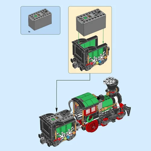 Vista 4 de ZENEBricks - Paquete de alimentación de motor de control remoto compatible con Lego 10361 modelo Holiday Express Train - con caja de batería