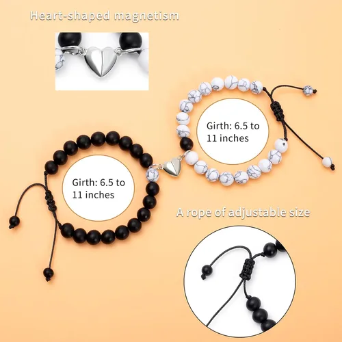 Vista 2 de Pulseras para parejas, para él y ella, regalos a juego, pulseras de joyería