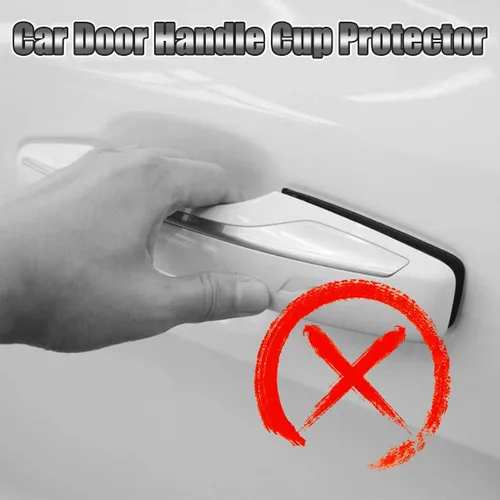 Vista 5 de 4 calcomanías para tazas de manijas de automóvil, película protectora antiarañazos de fibra de carbono para puertas de automóvil, protector de tazas