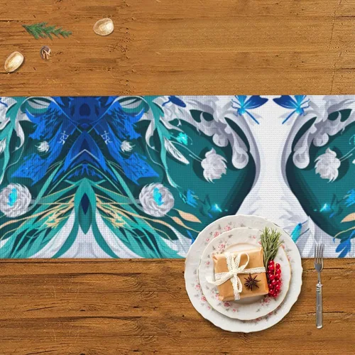 Vista 5 de Blue Fly Dragonfly Christmas Table Runner,Holiday Table Runner - Amplifying Your Dining Atmosphere