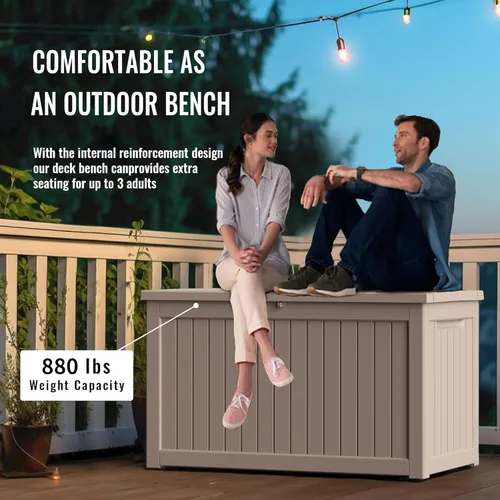 Vista 107 de DRATO Cajas de terraza, caja de almacenamiento al aire libre de 30 galones para cojín de patio, herramientas de jardín, impermeable y resistente a