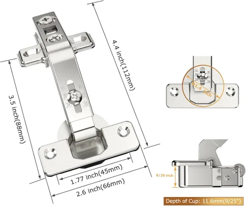 Vista 4 de Furniware - Juego de 2 bisagras de 135 grados Lazy Susan, superposición completa oculta para gabinete, armario, puerta plegable, combinación