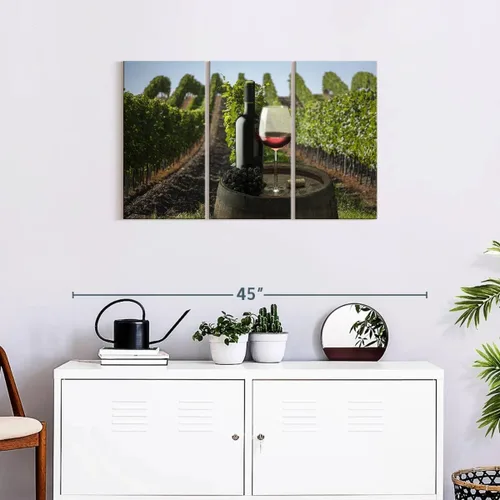 Vista 7 de ElephantStock - Vineyard Wine Tasting Wall Art - Horizontal Multi Panel Canvas - 3 Piece Dining Room Wall Decor - Photography Food And Drink Multi