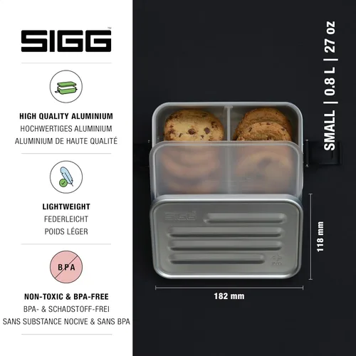 Vista 3 de Sigg - Lonchera de Metal Plus - Envase de alimentos con compartimentos - Diseño suizo - Apto para lavavajillas - Ultra ligero - T/G