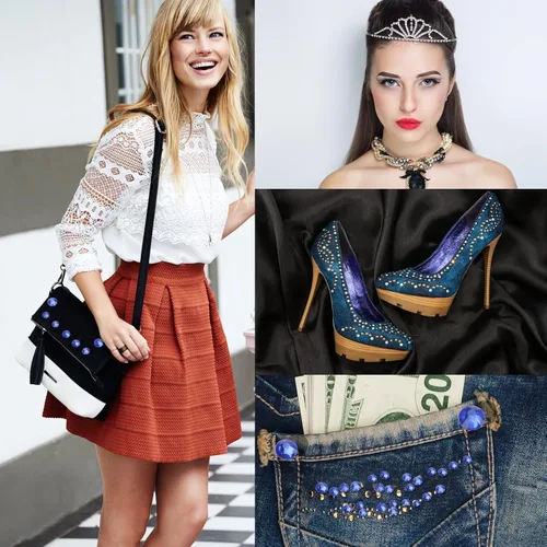 Vista 88 de Hot Fix - Diamantes de imitación de cristal con parte trasera plana, gemas de diamantes de 0.089 pulgadas (6ss 2880 piezas, Jet AB)