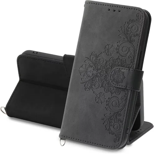 Funda tipo cartera para Samsung Galaxy A32 5G, con cordón corto y correa para Samsung Galaxy A32 5G, funda de piel sintética antideslizante para