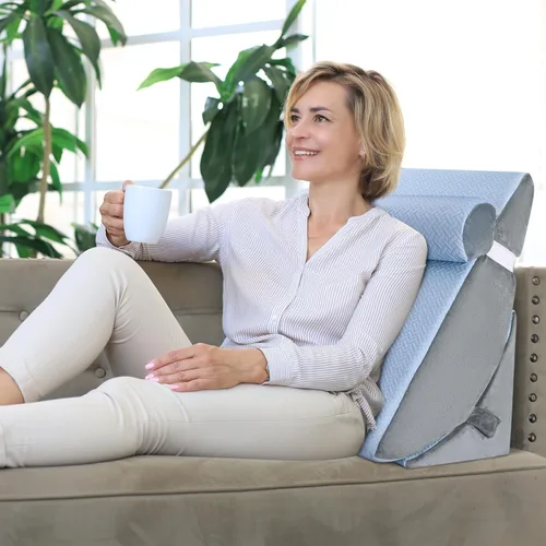 Vista 8 de Almohada de cuña de cama para dormir, juego de almohada de cuña ajustable para después de la cirugía, almohada triangular elevada para reflujo ácido