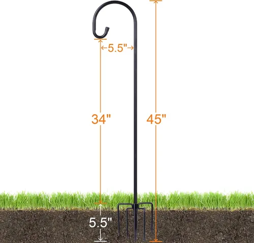 Vista 5 de Shepherd-Hooks Adjustable for Bird-Feeder Lantern Plant-Hook Garden-Stake - Plant Stand Hanger for Outdoor Flower Basket, Bird Feeder Hanger