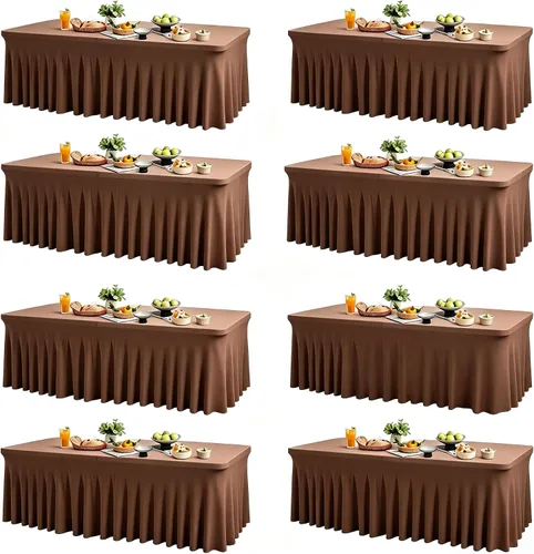 Vista 15 de Wish Care Paquete de 2 manteles de elastano elástico azul bebé para mesas rectangulares de 4 pies, manteles ajustables sin arrugas de 4 pies