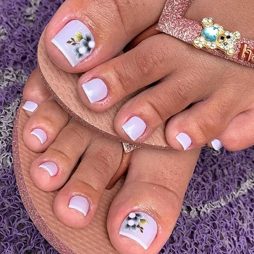 Vista 21 de Lindas uñas postizas a presión con punta francesa rosa, uñas postizas cuadradas de cobertura completa con diseños de dijes de lazo, uñas acrílicas