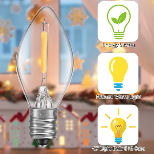 Vista 3 de Hohean Meonum - Cable de accesorios con 10 bombillas LED, cable de luz C7 de aldea navideña con dos fusibles de repuesto, cadena de luces de molde